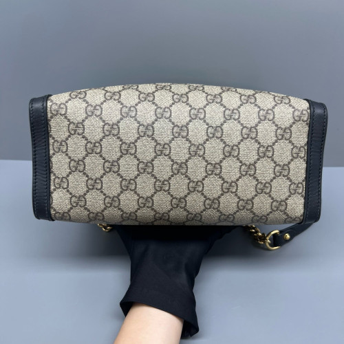 Gucci Small Padlock Tote GG Monogram Black Brown