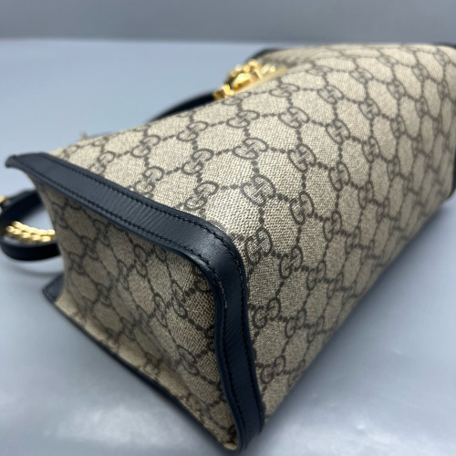 Gucci Small Padlock Tote GG Monogram Black Brown