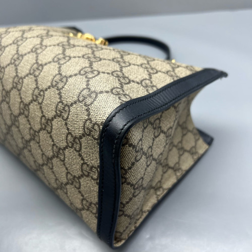 Gucci Small Padlock Tote GG Monogram Black Brown