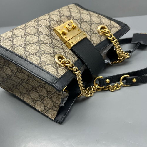 Gucci Small Padlock Tote GG Monogram Black Brown