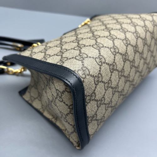 Gucci Small Padlock Tote GG Monogram Black Brown