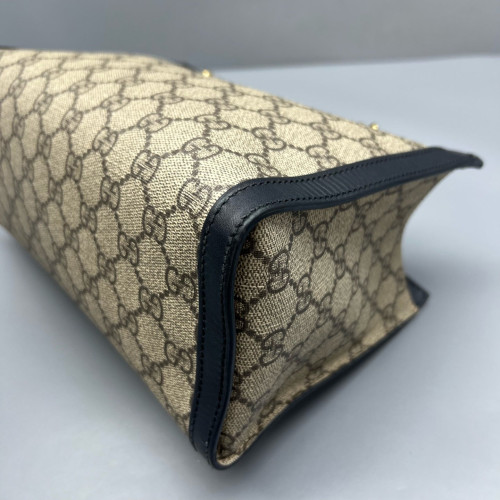 Gucci Small Padlock Tote GG Monogram Black Brown