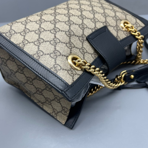 Gucci Small Padlock Tote GG Monogram Black Brown