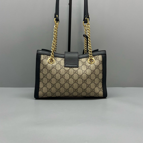 Gucci Small Padlock Tote GG Monogram Black Brown