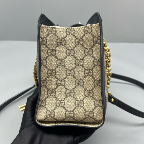Gucci Small Padlock Tote GG Monogram Black Brown