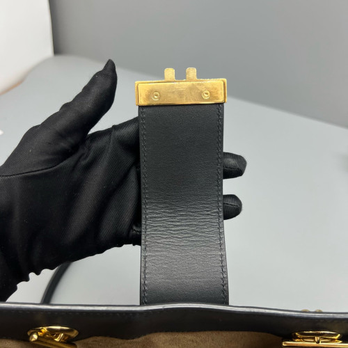 Gucci Small Padlock Tote GG Monogram Black Brown