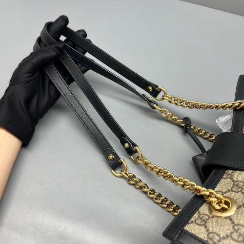 Gucci Small Padlock Tote GG Monogram Black Brown