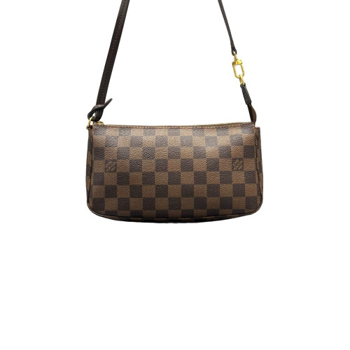 Louis Vuitton Pochette Accessories Damier Ebene Dark Brown Light Brown Red