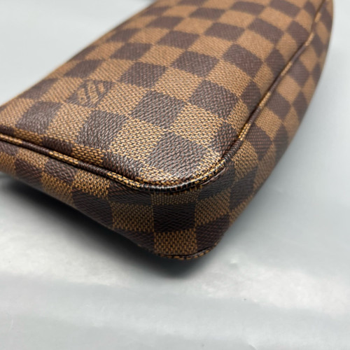 Louis Vuitton Pochette Accessories Damier Ebene Dark Brown Light Brown Red