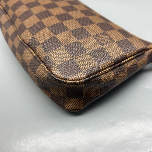Louis Vuitton Pochette Accessories Damier Ebene Dark Brown Light Brown Red