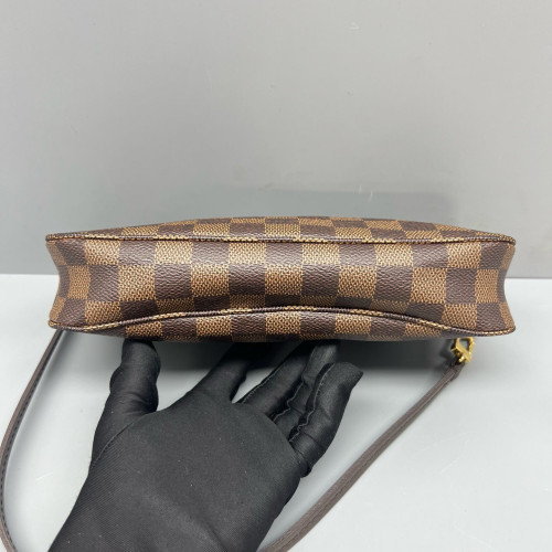 Louis Vuitton Pochette Accessories Damier Ebene Dark Brown Light Brown Red