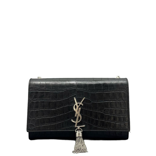 Yves Saint Laurent Medium Kate Crossbody Bag Calfskin Crocodile Embossed Black Yves Saint Laurent Medium Kate Crossbody Bag Calfskin Crocodile Embossed Black