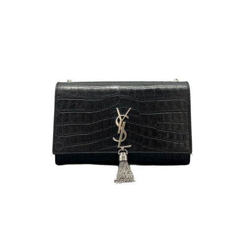 Yves Saint Laurent Medium Kate Crossbody Bag Calfskin Crocodile Embossed Black Yves Saint Laurent Medium Kate Crossbody Bag Calfskin Crocodile Embossed Black