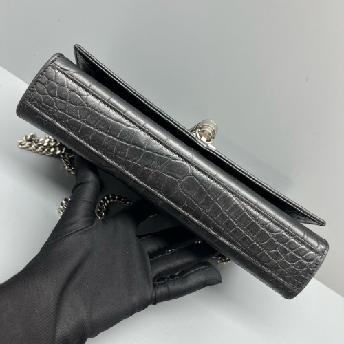 Yves Saint Laurent Medium Kate Crossbody Bag Calfskin Crocodile Embossed Black Yves Saint Laurent Medium Kate Crossbody Bag Calfskin Crocodile Embossed Black