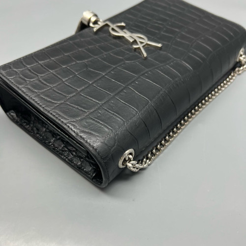 Yves Saint Laurent Medium Kate Crossbody Bag Calfskin Crocodile Embossed Black Yves Saint Laurent Medium Kate Crossbody Bag Calfskin Crocodile Embossed Black