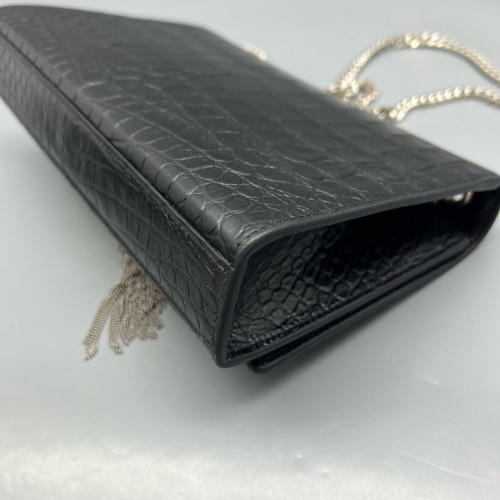 Yves Saint Laurent Medium Kate Crossbody Bag Calfskin Crocodile Embossed Black Yves Saint Laurent Medium Kate Crossbody Bag Calfskin Crocodile Embossed Black