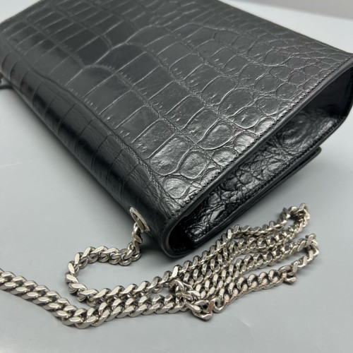 Yves Saint Laurent Medium Kate Crossbody Bag Calfskin Crocodile Embossed Black Yves Saint Laurent Medium Kate Crossbody Bag Calfskin Crocodile Embossed Black