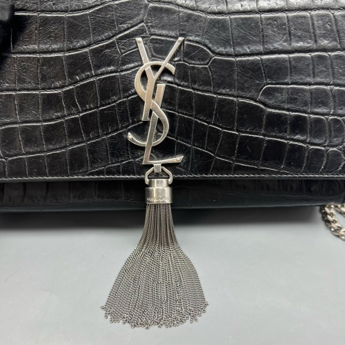 Yves Saint Laurent Medium Kate Crossbody Bag Calfskin Crocodile Embossed Black Yves Saint Laurent Medium Kate Crossbody Bag Calfskin Crocodile Embossed Black