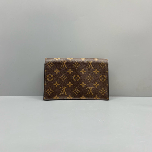 Louis Vuitton Flore Chain Wallet Monogram Calfskin Dark Brown Light Brown Red