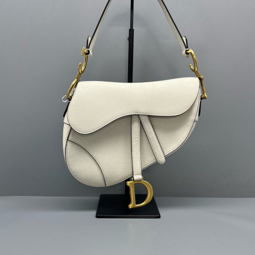 Dior Medium Saddle Bag Calfskin White