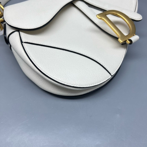 Dior Medium Saddle Bag Calfskin White