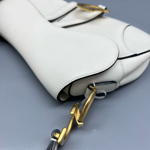 Dior Medium Saddle Bag Calfskin White
