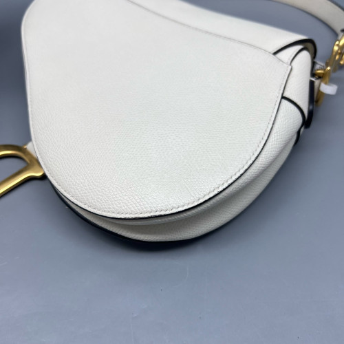 Dior Medium Saddle Bag Calfskin White