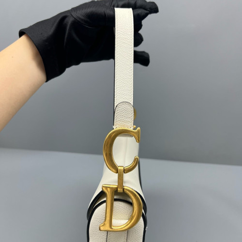 Dior Medium Saddle Bag Calfskin White
