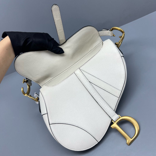 Dior Medium Saddle Bag Calfskin White