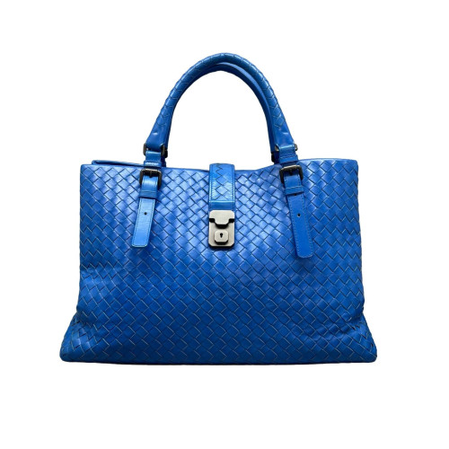 Bottega Veneta Large Roma Tote Bag Lambskin Intrecciato Nappa Blue Bottega Veneta Large Roma Tote Bag Lambskin Intrecciato Nappa Blue