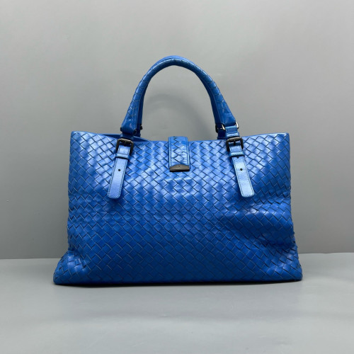 Bottega Veneta Large Roma Tote Bag Lambskin Intrecciato Nappa Blue Bottega Veneta Large Roma Tote Bag Lambskin Intrecciato Nappa Blue