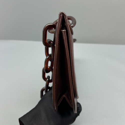 Prada Chain Hobo Calfskin Dark Brown