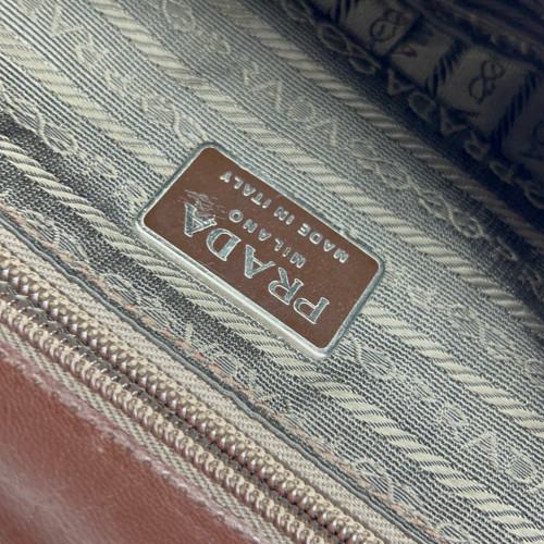 Prada Chain Hobo Calfskin Dark Brown