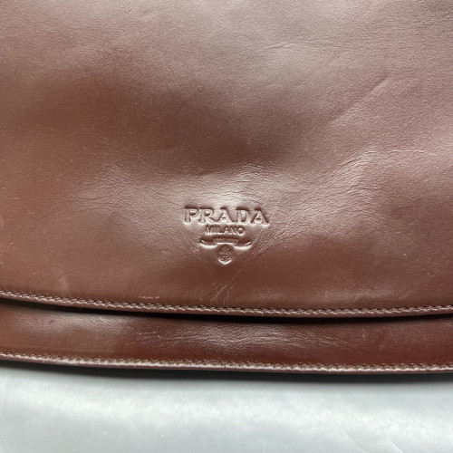 Prada Chain Hobo Calfskin Dark Brown