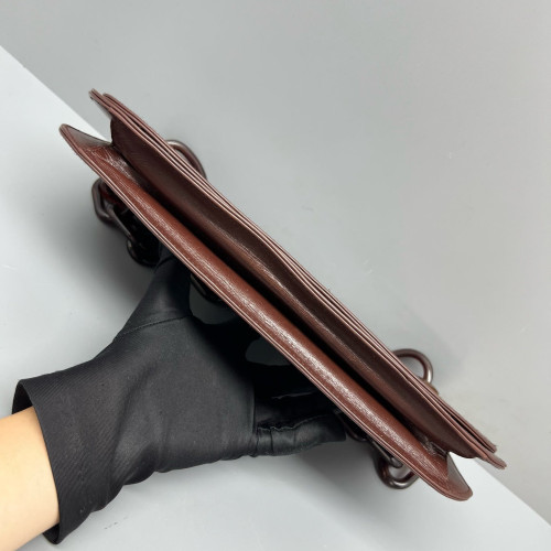 Prada Chain Hobo Calfskin Dark Brown
