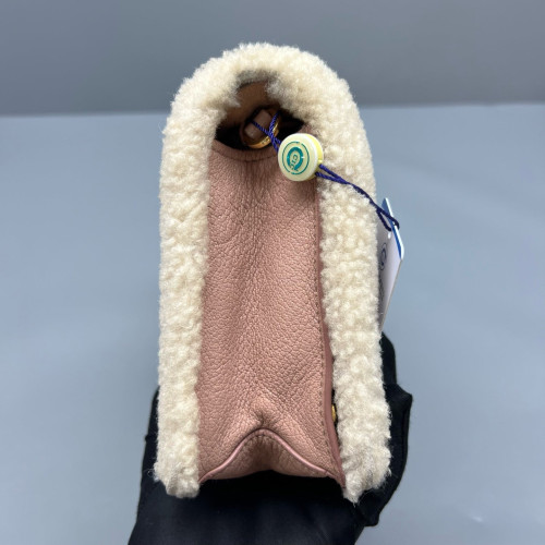 Miu Miu Shoulder Bag Shearling Beige Mystic White