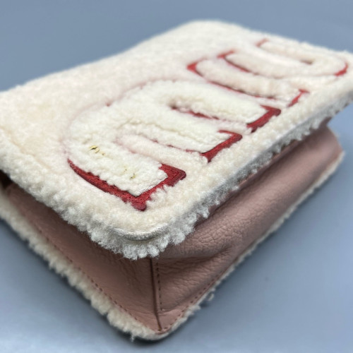 Miu Miu Shoulder Bag Shearling Beige Mystic White