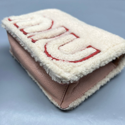 Miu Miu Shoulder Bag Shearling Beige Mystic White