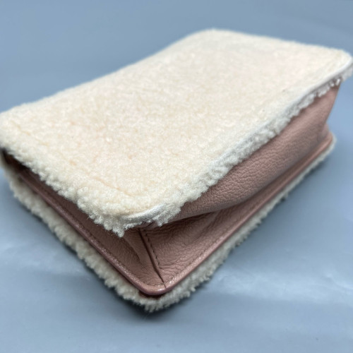 Miu Miu Shoulder Bag Shearling Beige Mystic White