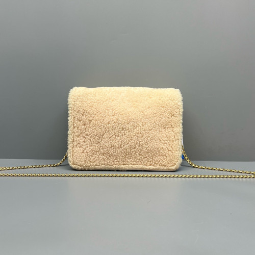 Miu Miu Shoulder Bag Shearling Beige Mystic White