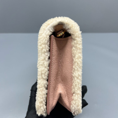 Miu Miu Shoulder Bag Shearling Beige Mystic White