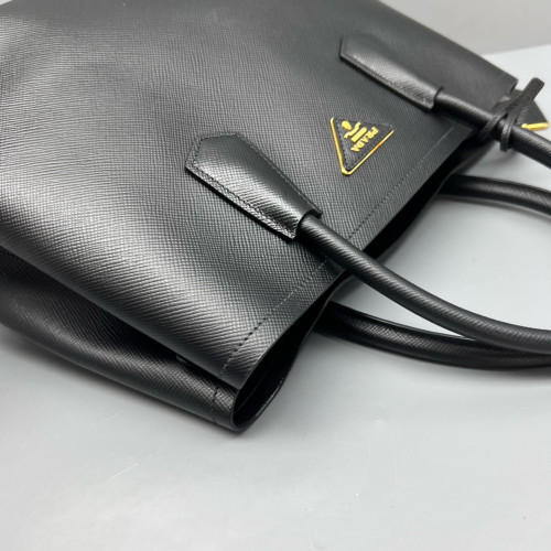 Prada Large Double Handle Bag Calfskin Black Prada Large Double Handle Bag Calfskin Black