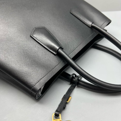 Prada Large Double Handle Bag Calfskin Black Prada Large Double Handle Bag Calfskin Black