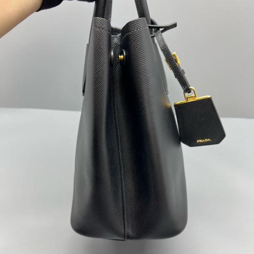 Prada Large Double Handle Bag Calfskin Black Prada Large Double Handle Bag Calfskin Black