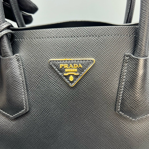 Prada Large Double Handle Bag Calfskin Black Prada Large Double Handle Bag Calfskin Black