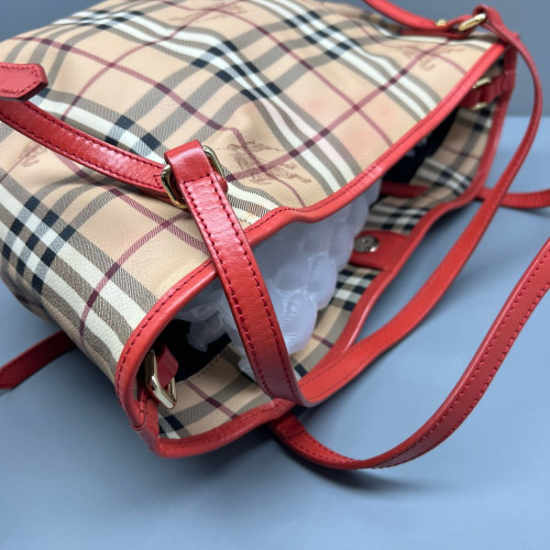 Burberry Tote Bag House Check Beige Red