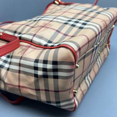 Burberry Tote Bag House Check Beige Red