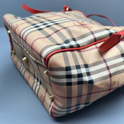 Burberry Tote Bag House Check Beige Red