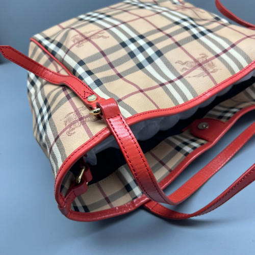 Burberry Tote Bag House Check Beige Red