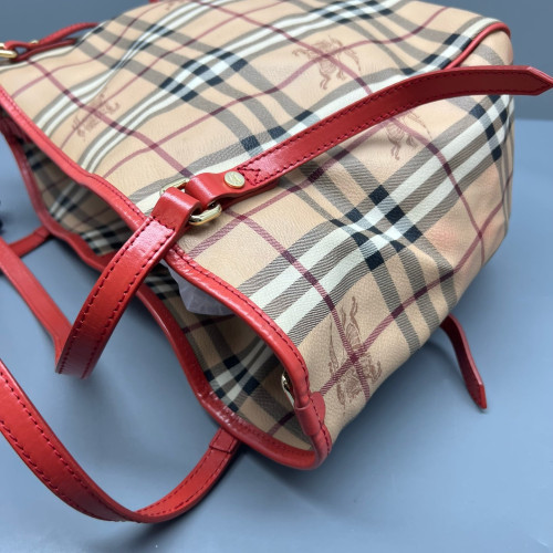 Burberry Tote Bag House Check Beige Red